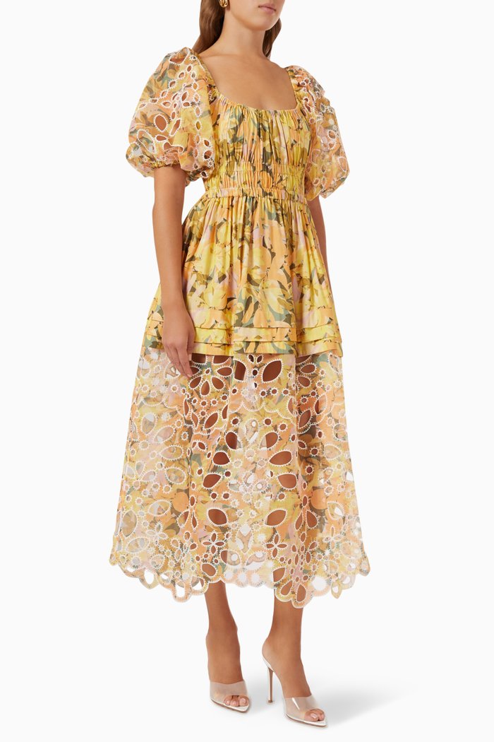 

Bradlee Midi Dress in Linen, Yellow