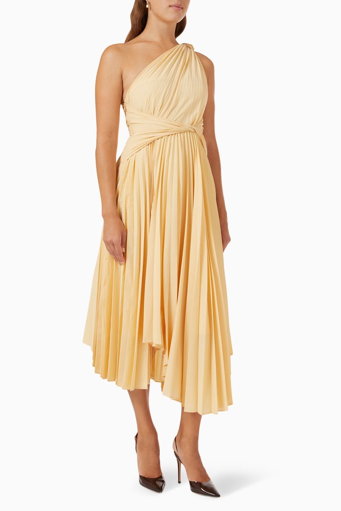 

Kalora Pleated One-shoulder Midi Dress, Yellow