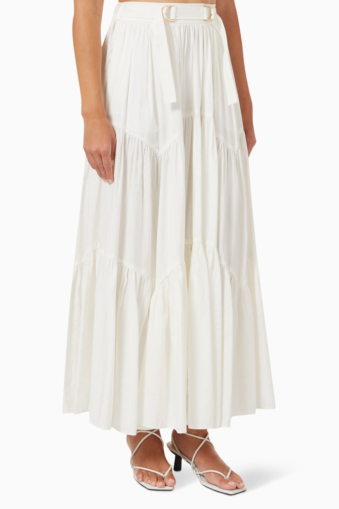 

Balm Tiered Maxi Skirt in Linen, Neutral
