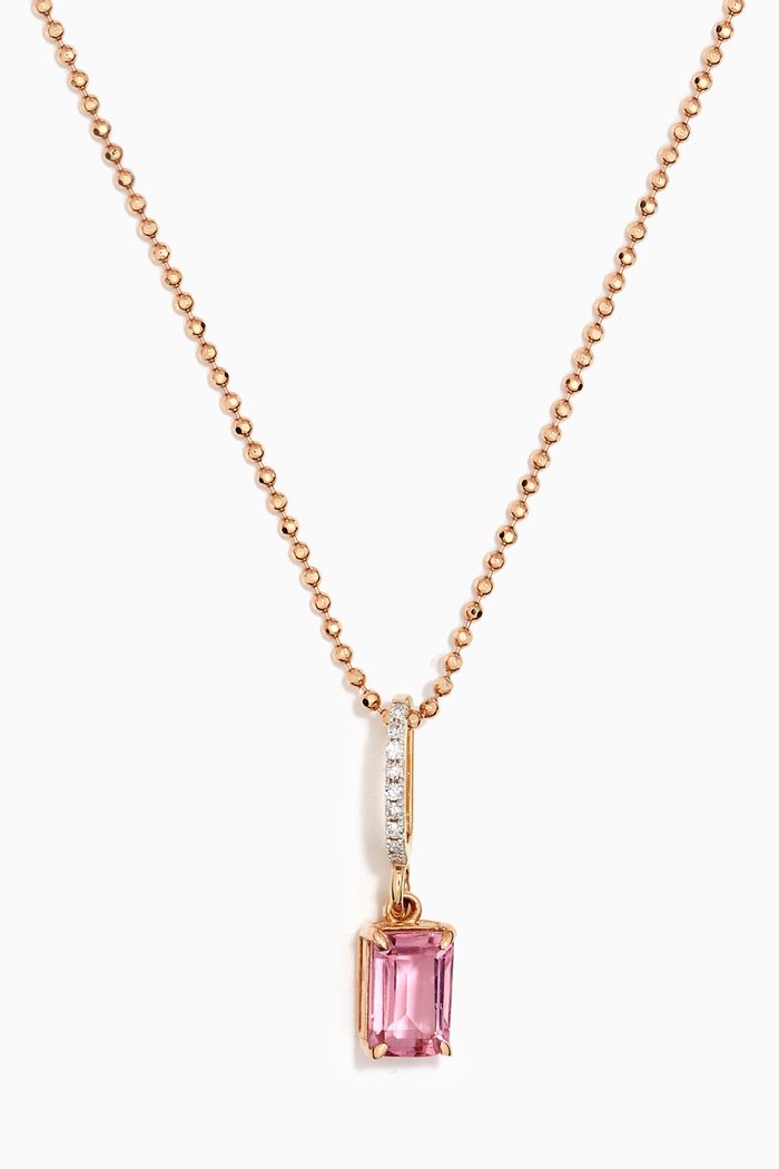 

Sparkling Rosé Pave Diamond & Tourmaline Necklace in 10kt Gold, Yellow