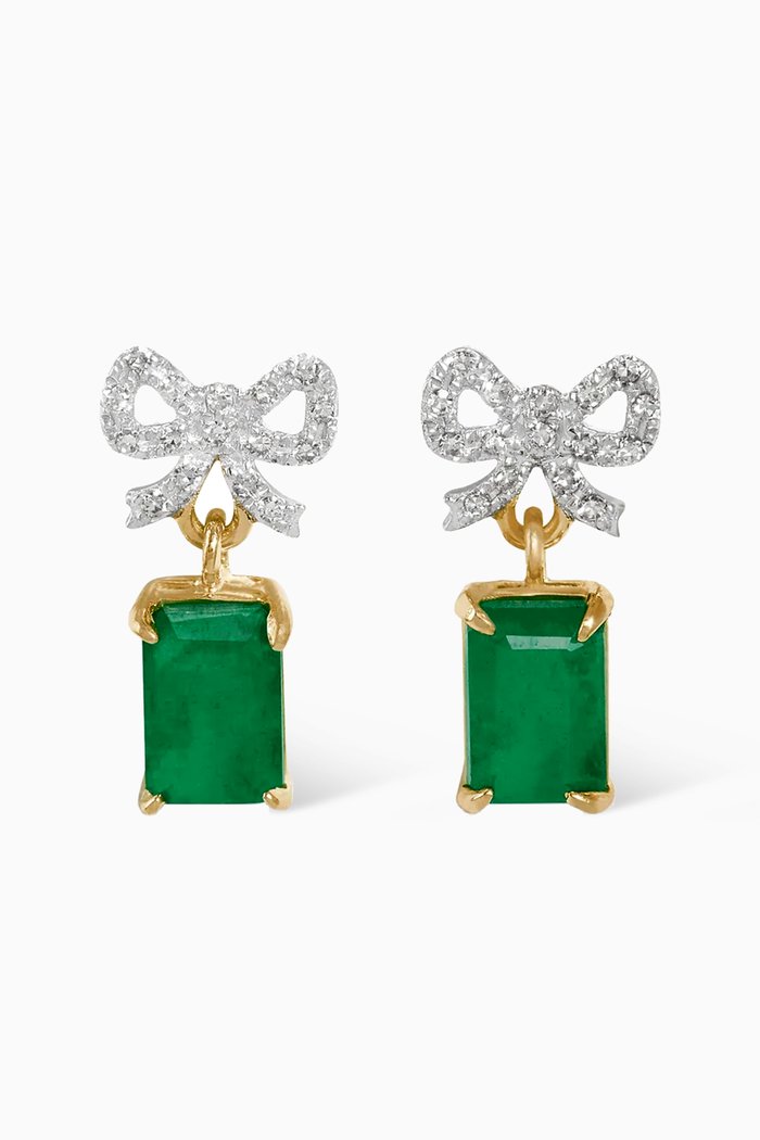 

Goddess Drop Diamond & Emerald Earrings in 10kt Gold, Yellow