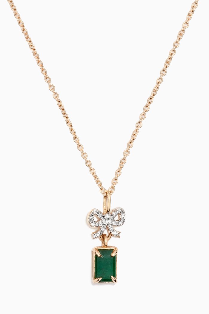 

Goddess Diamond & Emerald Necklace in 10kt Gold, Yellow