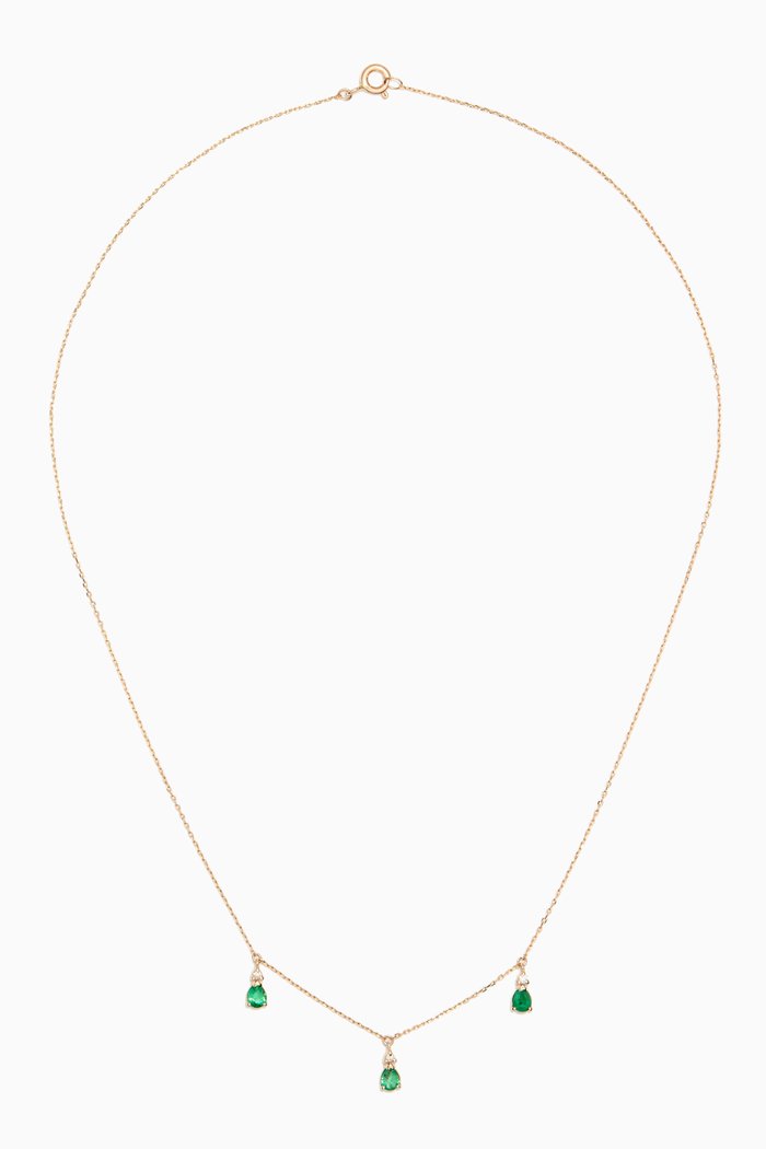 

Goddess Trio Diamond & Emerald Necklace in 10kt Gold, Yellow