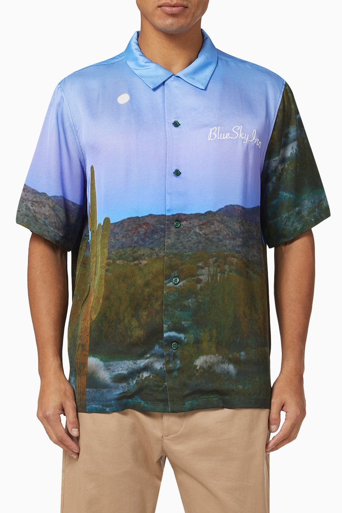 

Cactus Print Shirt in Viscose Satin, Multicolour