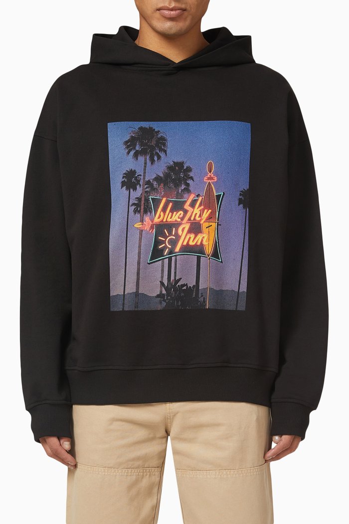

Sign Print Hoodie in Cotton, Black