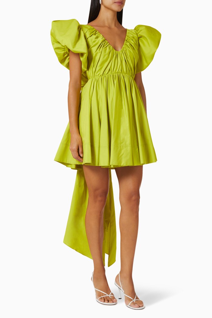 

Gretta Bow Back Mini Dress in Cotton, Green