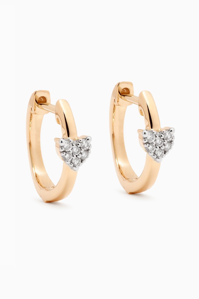 

Heart to Heart Pave Huggies in 10kt Yellow Gold