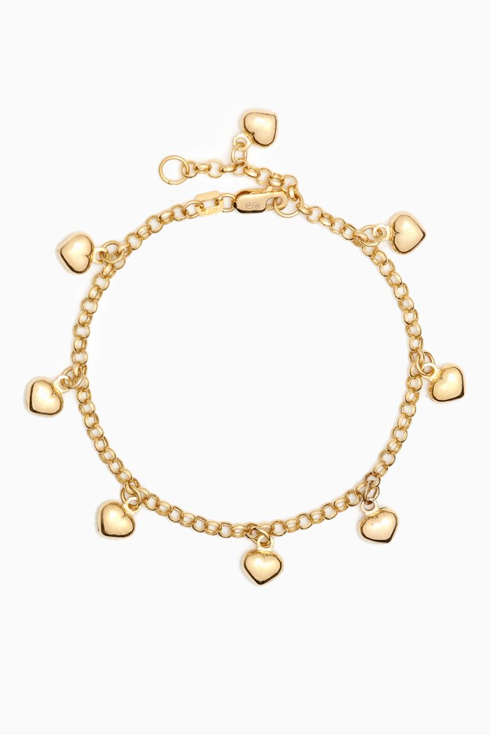 

Puffy Heart Charm Bracelet in 10kt Yellow Gold