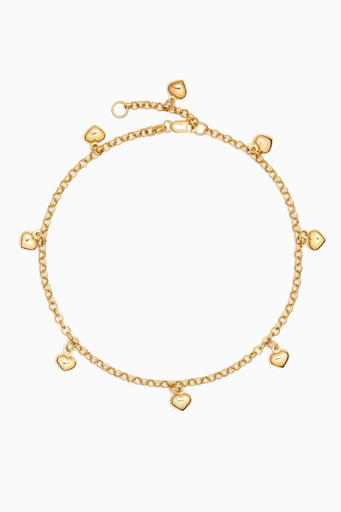 

Puffy Heart Charm Anklet in 10kt Yellow Gold