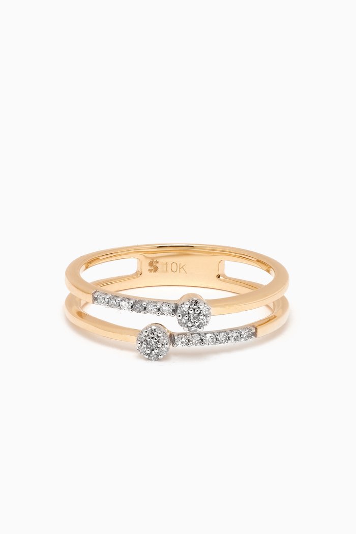 

Double Pave Matchstick Ring in 10kt Yellow Gold