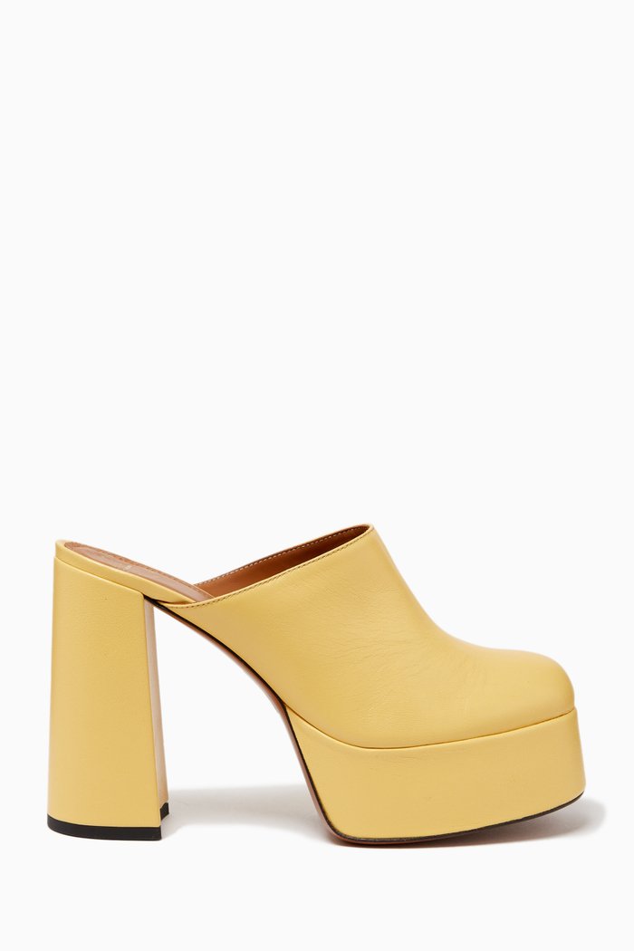 

Fasani 120 Platform Mules in Nappa Leather, Yellow