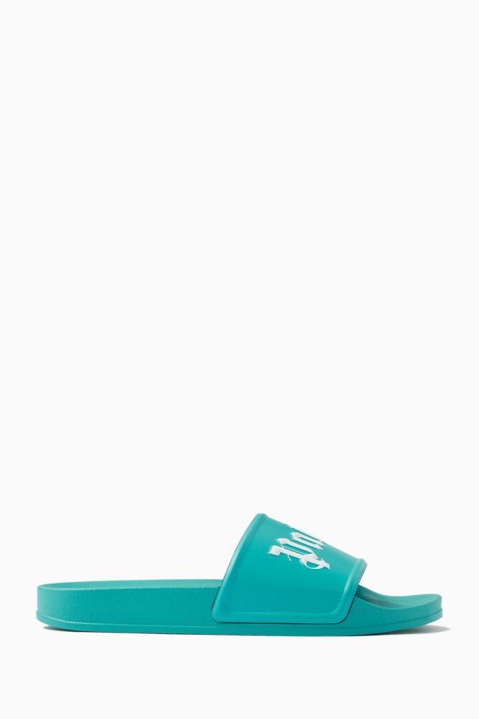

Pool Slide Logo Sandals in PU & Rubber, Blue