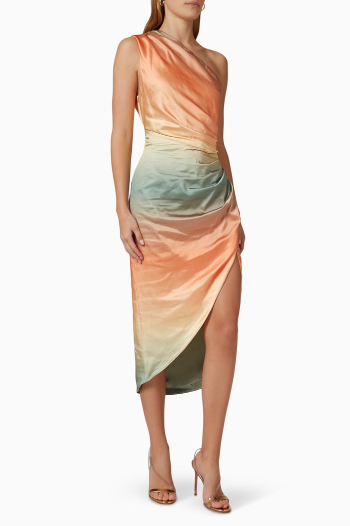 

Mute Midi Dress in Ombré Satin, Multicolour