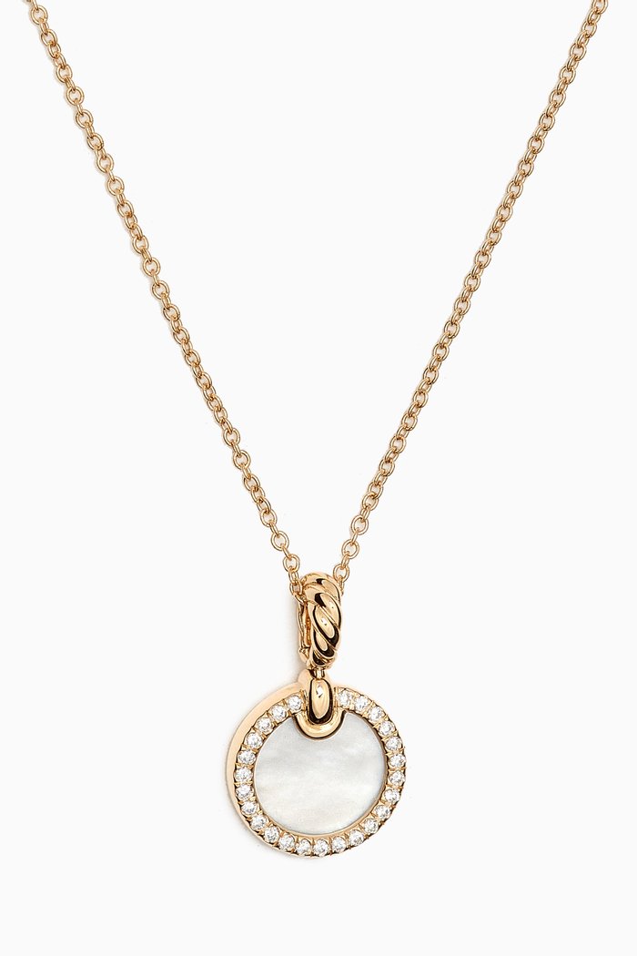 

Petite DY Elements® Diamonds & Mother of Pearl Necklace in 18kt Gold, White
