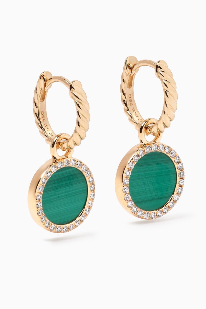 

Petite DY Elements® Diamonds & Malachite Drop Earrings in 18kt Gold, Green