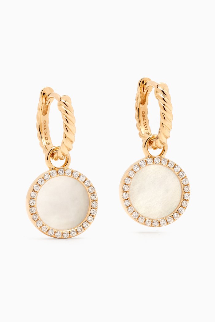 

Petite DY Elements® Diamonds & Mother of Pearl Drop Earrings in 18kt Gold, White