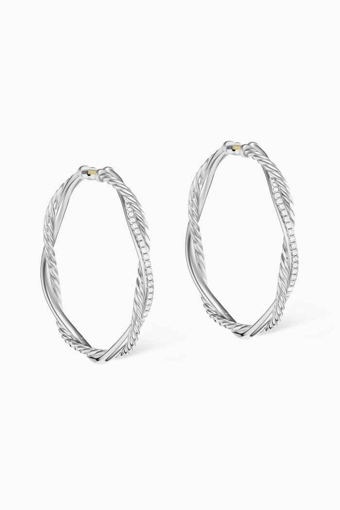 

Petite Infinity Hoop Earrings with Pavé Diamonds in Sterling Silver