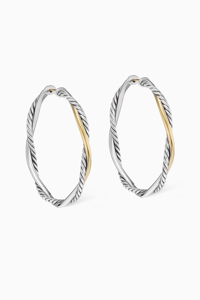 

Petite Infinity Hoop Earrings in Sterling Silver & 14kt Yellow Gold