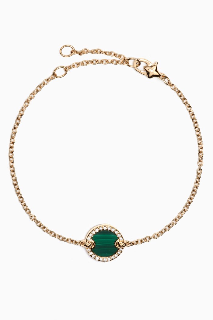 Petite DY Elements® Diamonds & Malachite Bracelet in 18kt Gold, Green