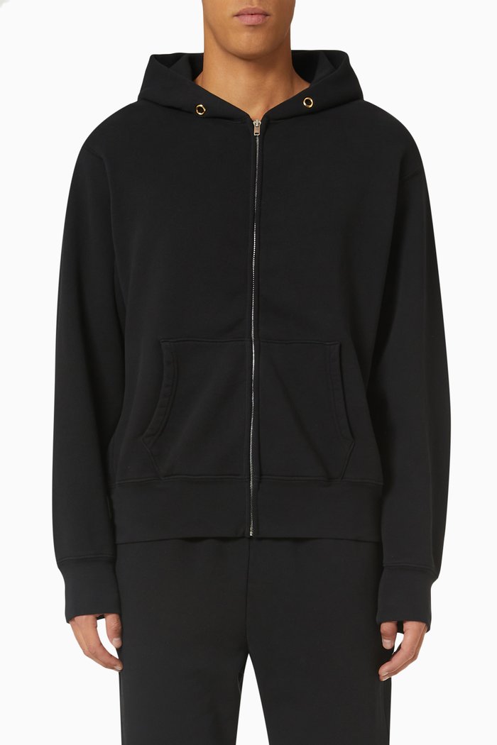 

Crop Zip Hoodie in Heavyweight Fleece, Black