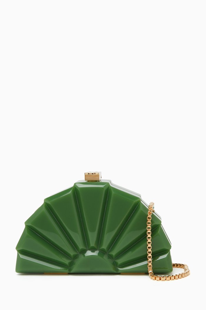 

Paloma Fan Mini Clutch in Resin, Green
