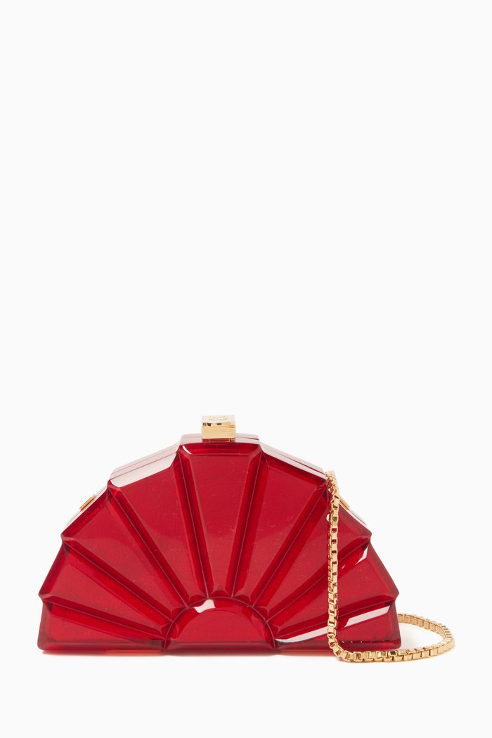 

Paloma Fan Mini Clutch in Resin, Red