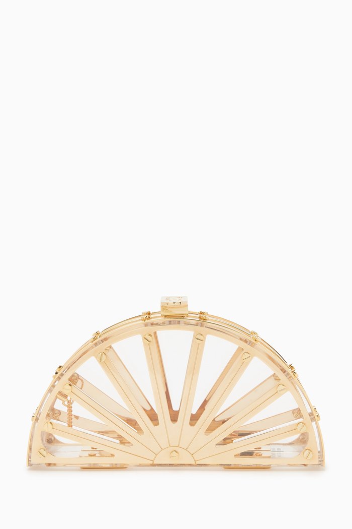 

Paloma Fan Mini Clutch in Brass, Gold