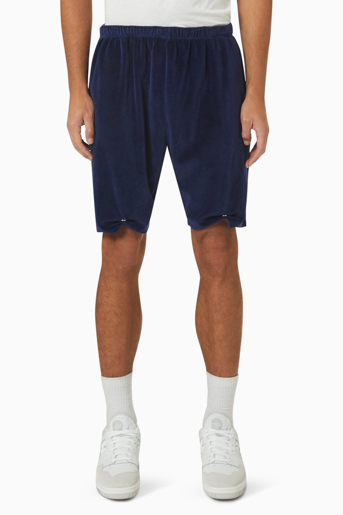 

Snap Front Shorts in Cotton Blend, Blue