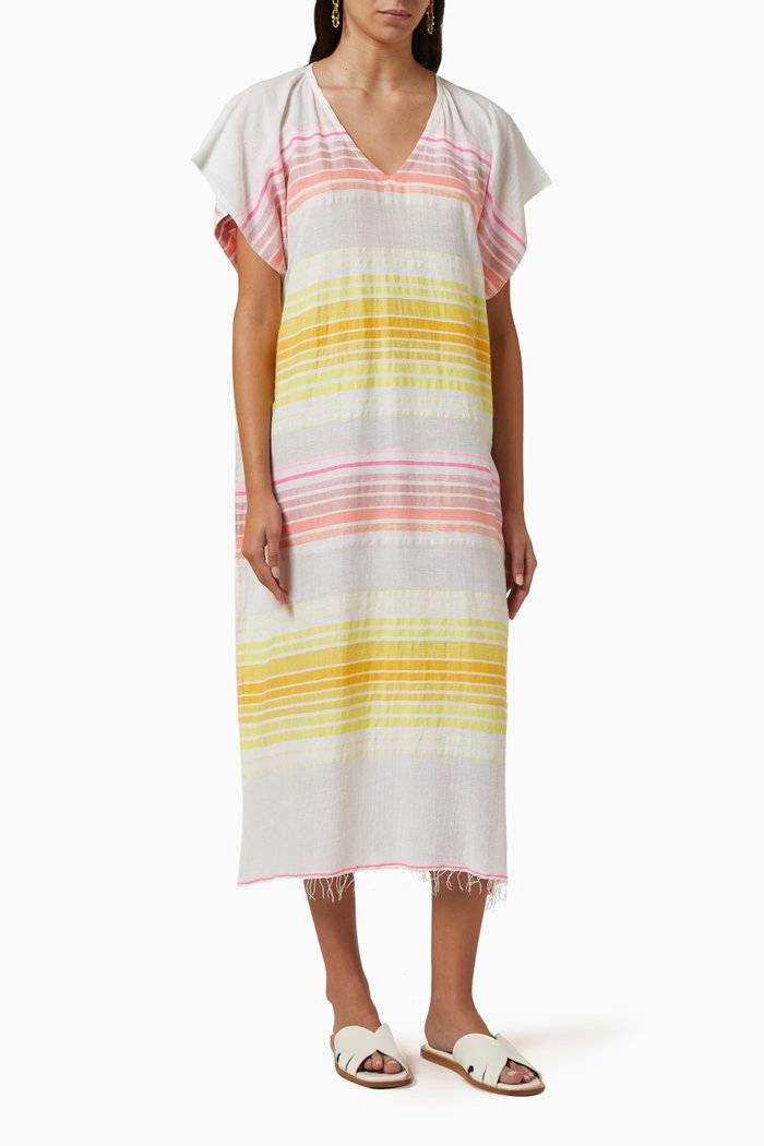 Jamila Classic Kaftan in Cotton, Multicolour