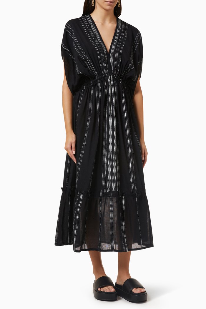 

Lelti Midi Dress in Cotton, Black