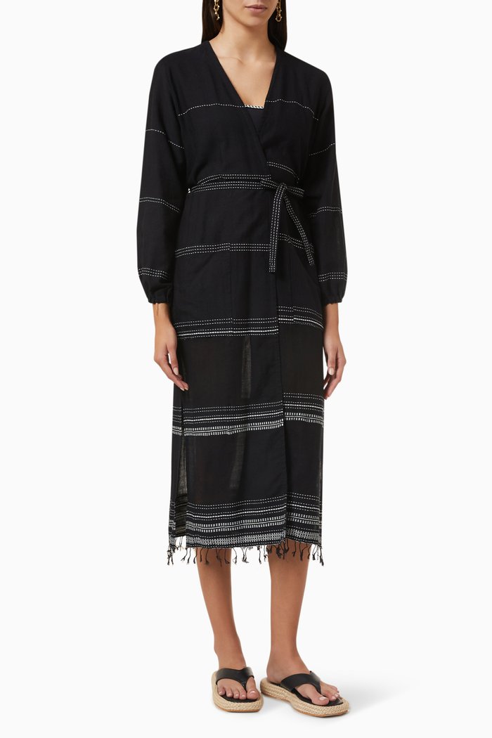 

Lelti Long Robe in Cotton, Black