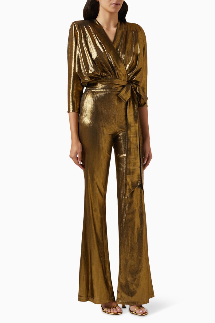 

Picture This Jumpsuit in Metallic Jersey, Gold