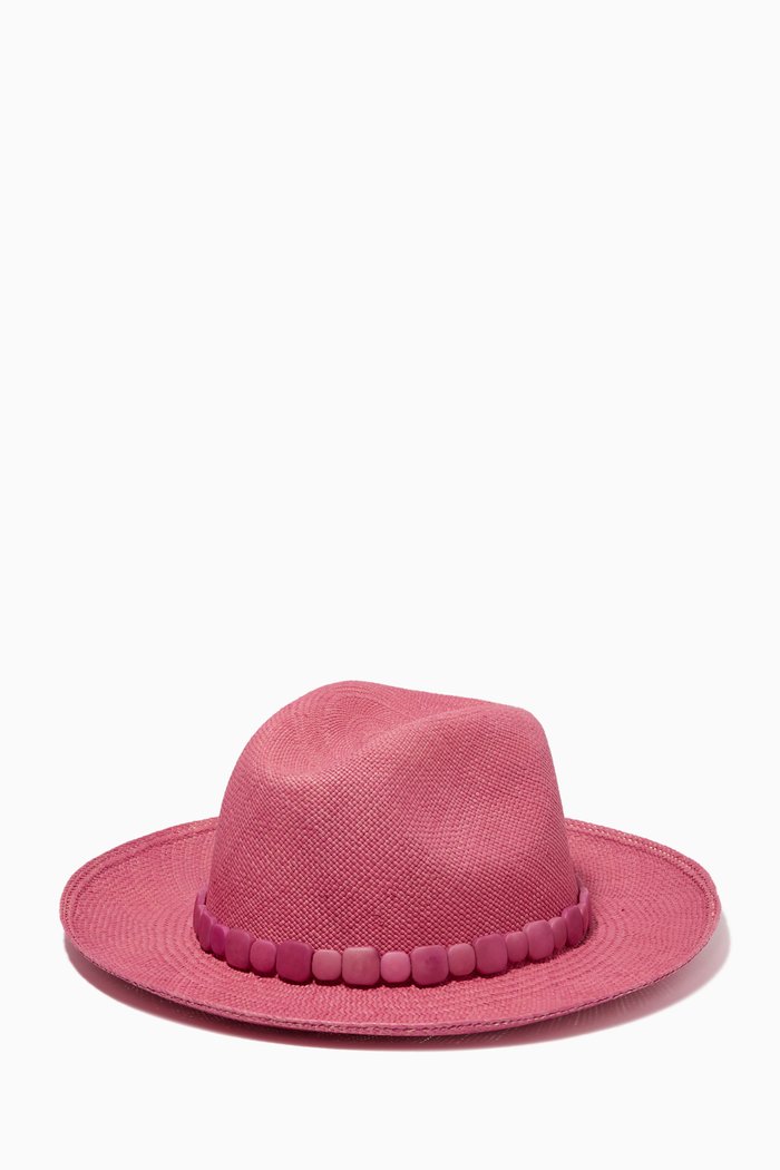 

Kikai Hat in Toquilla Raffia, Pink