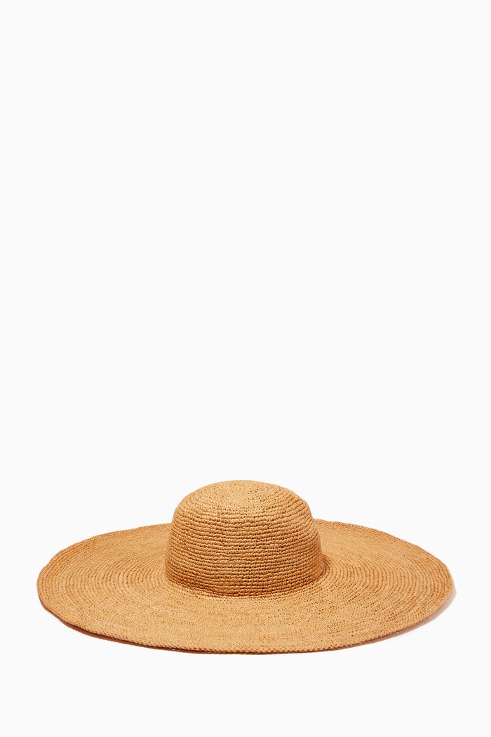 

Praia Packable Wide Brim Hat in Raffia, Neutral