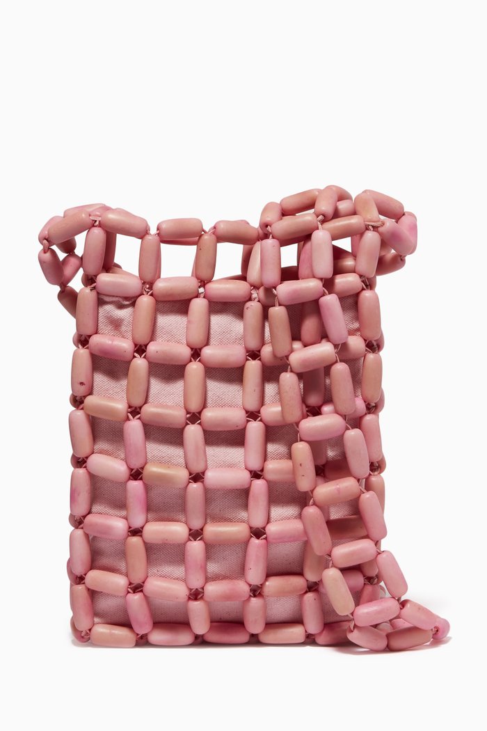 

Medium Tawa Bag in Tagua Seed Beads, Pink