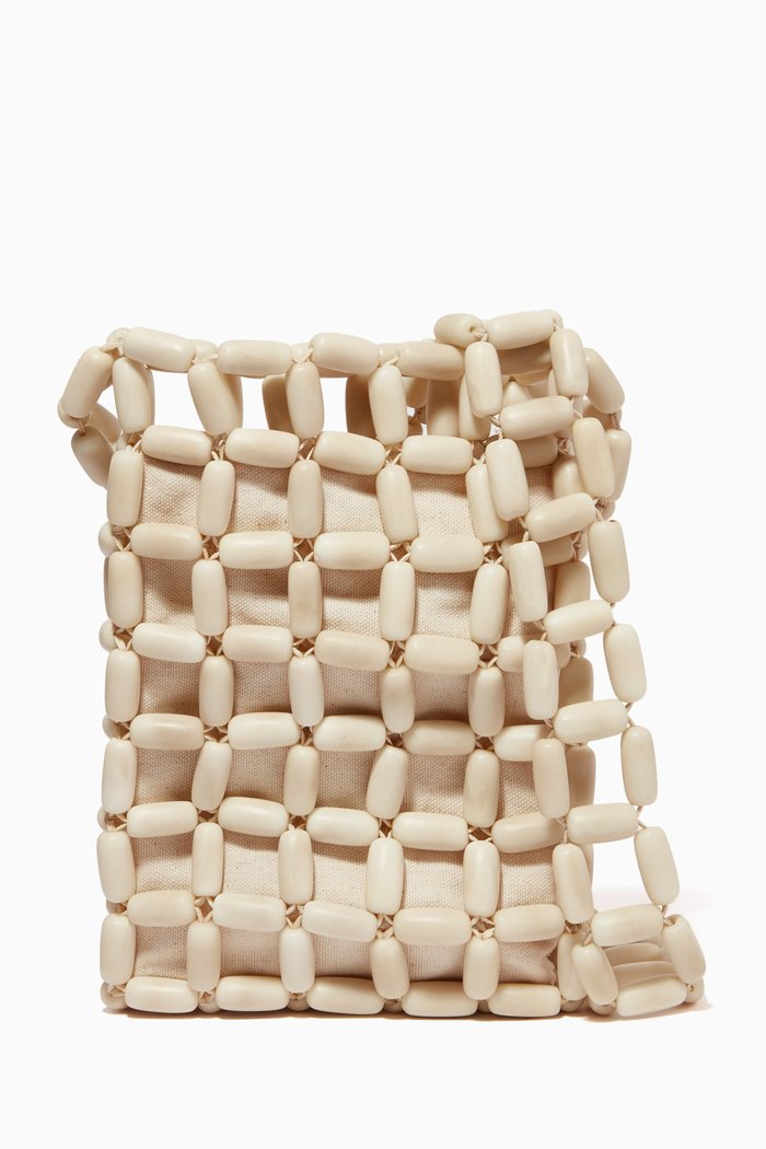 

Medium Tawa Crossbody Bag in Tagua Beads, Neutral