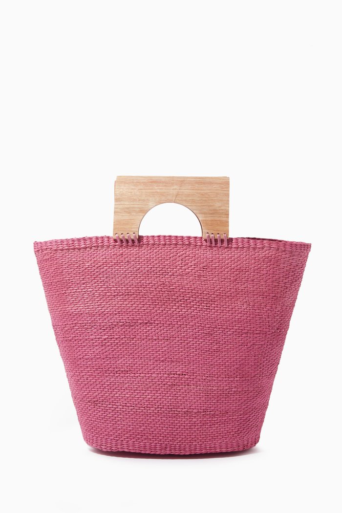 

Small Sua Tote Bag in Raffia, Pink