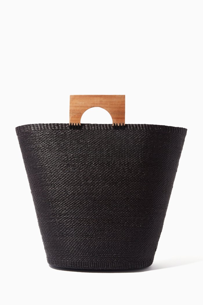 

Large Sua Tote Bag in Raffia, Black
