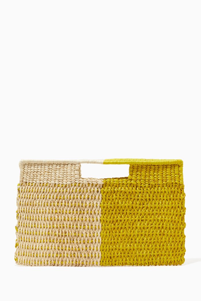 

Small Grenada Clutch Bag in Raffia, Yellow