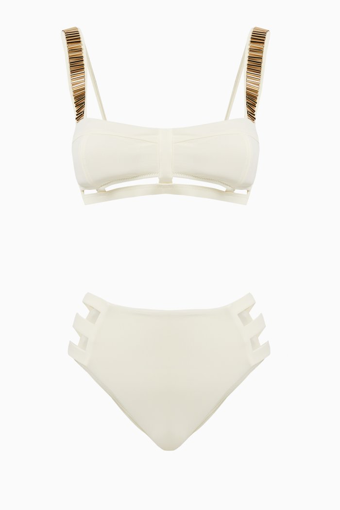Gatsby Bikini Set in Stretch Nylon, White