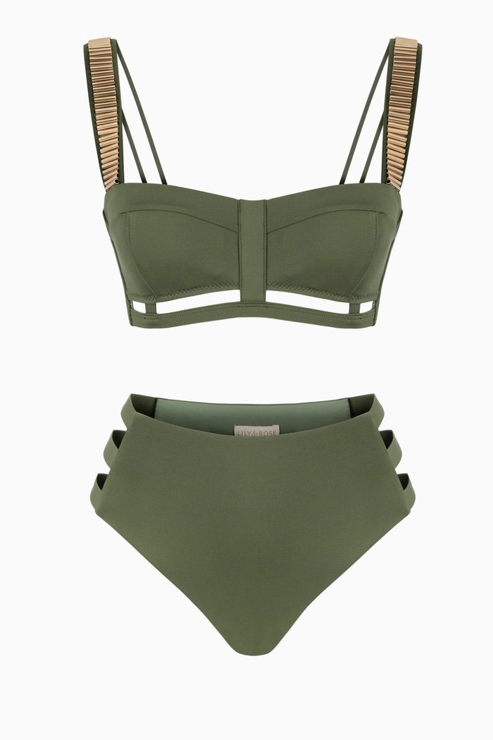 

Gatsby Bikini Set in Stretch Nylon, Green