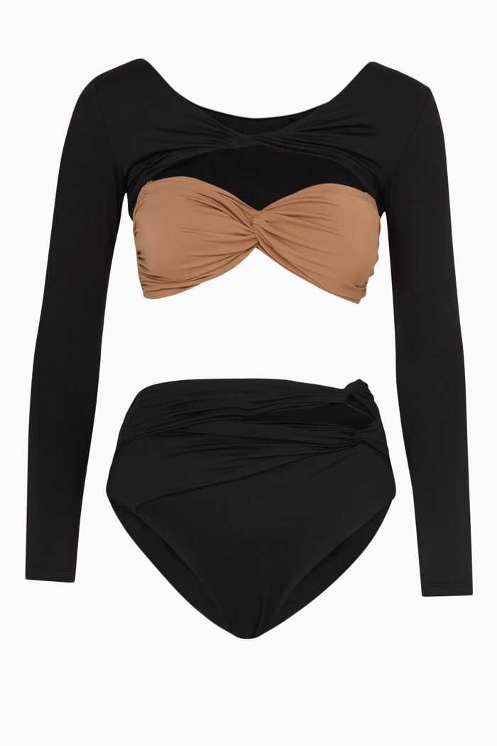 Tamara Bikini Set in Stretch Nylon, Brown