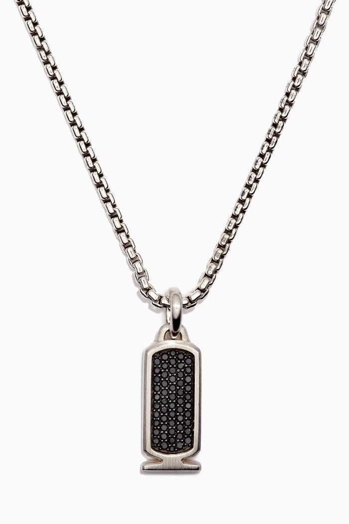 

Pavé Black Diamonds with Cairo Cartouche Amulet in Sterling Silver
