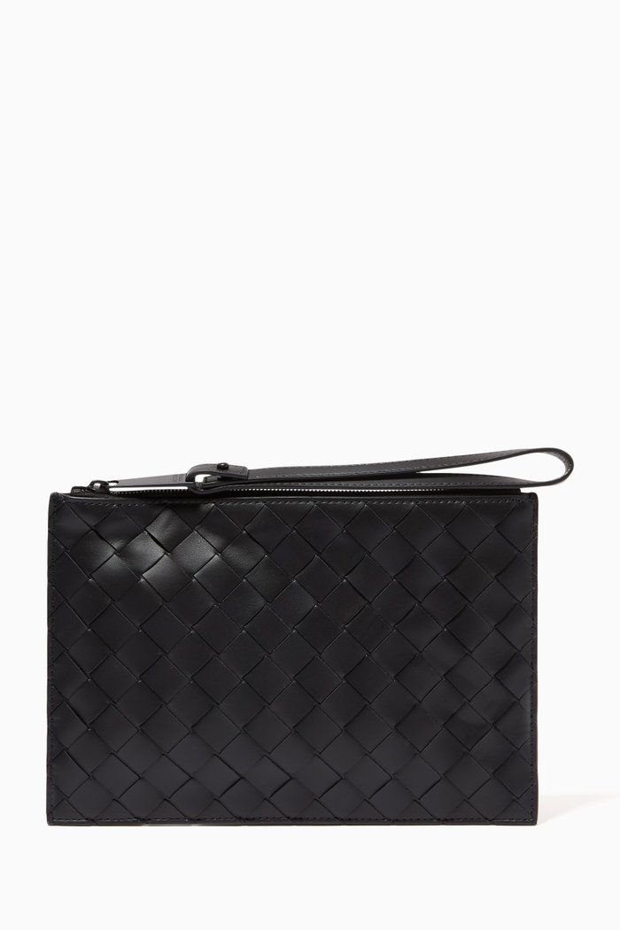 

Pouch in Intrecciato Leather, Black