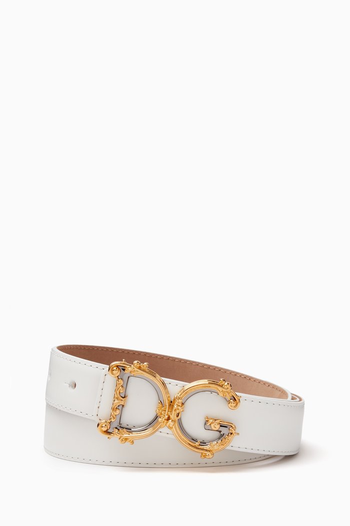 

DG Barocco Belt in Leather, 25mm, White