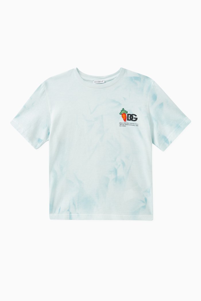

Tie-dye Carrot-embroidery T-shirt in Cotton, White