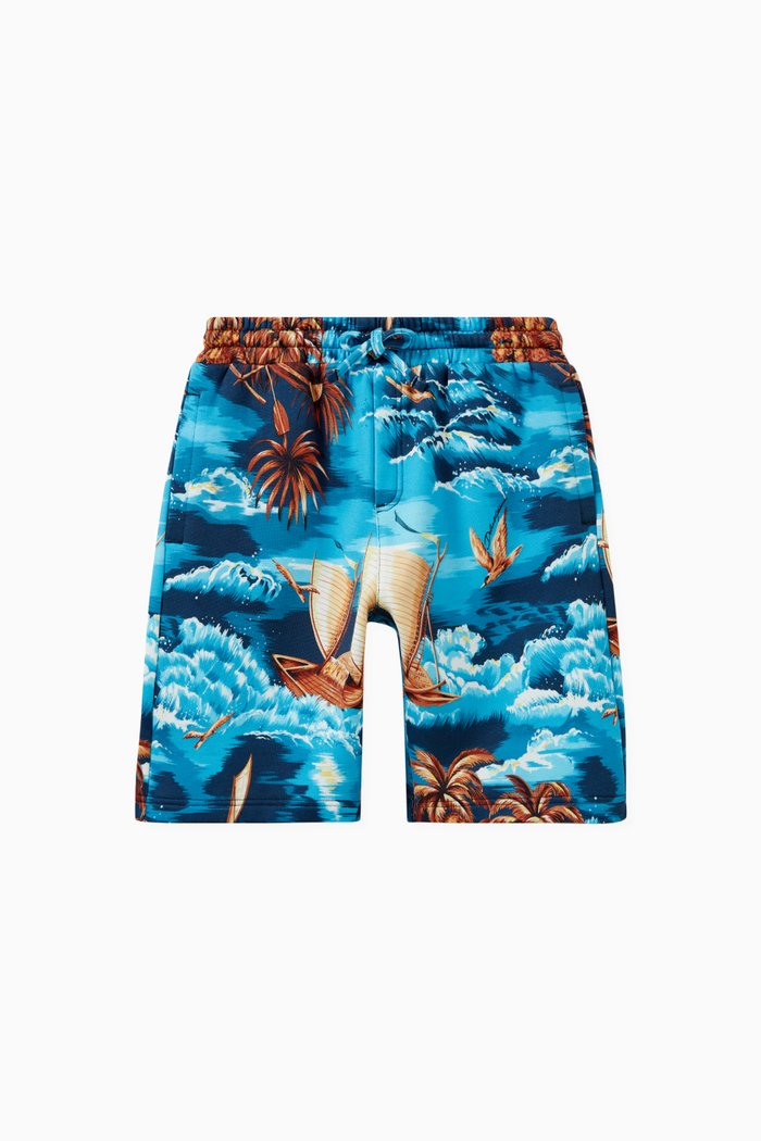 Hawaii Print Shorts in Cotton, Multicolour