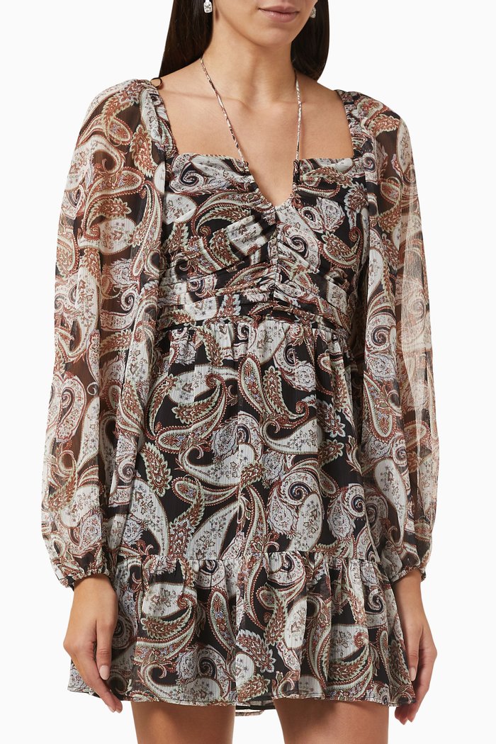

Sarika Paisley-print Mini Dress in Chiffon, Multicolour