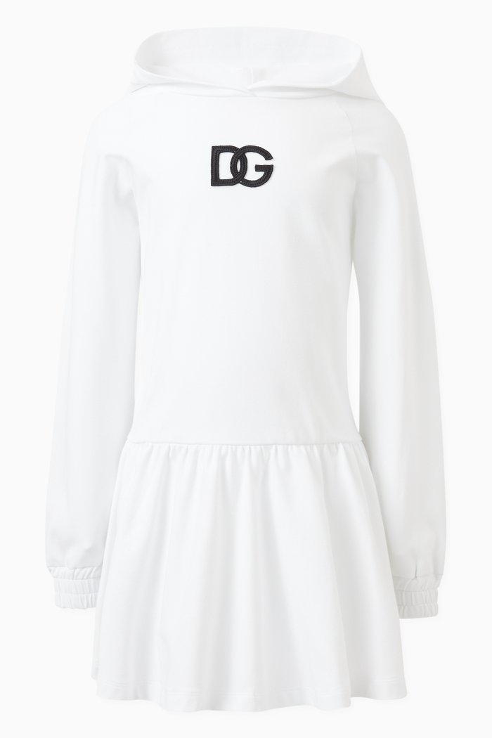 

Logo-detail Hooded Dress in Cotton, White