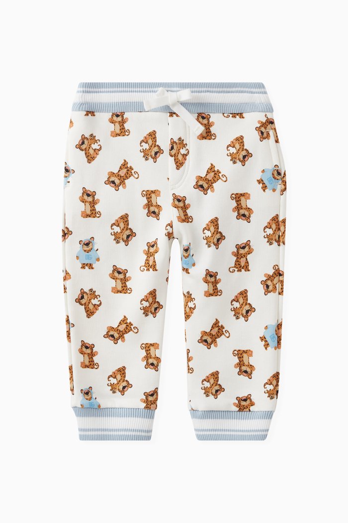 

Leopard Print Sweatpants in Cotton, White